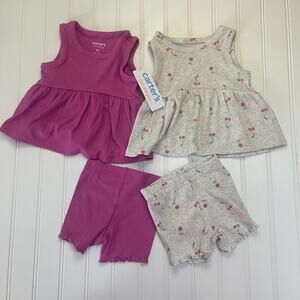 NWT Carters 4 Piece Sets Interchangeable Matching Twins Baby Girls 3 Months